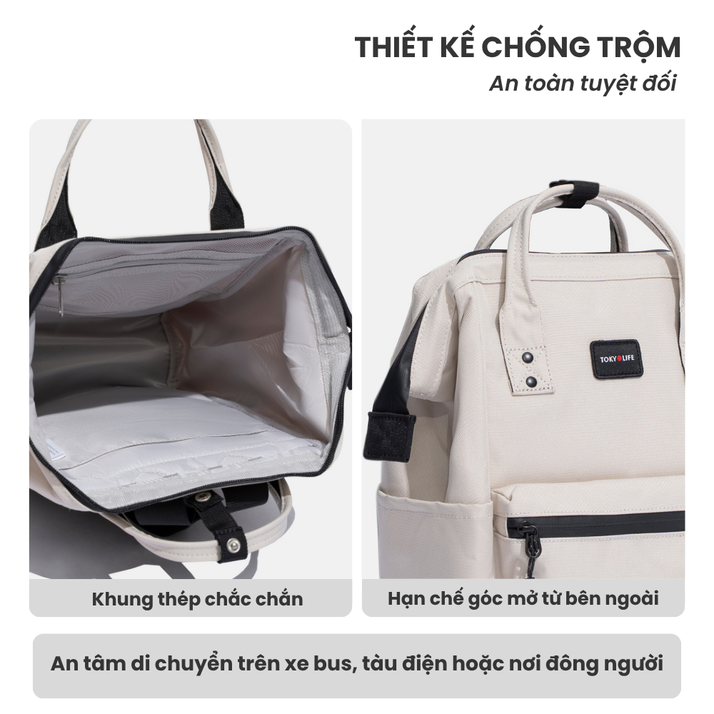 Ba lô chống trộm Mini chống thấm nước TOKYOLIFE 40004604 (33x22x14cm) - 13 inch