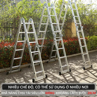 Thang gấp gọn 4 đoạn nhập khẩu Thang Nhôm Xếp Gấp Gọn Gia Đình Chữ M Thang gấp đa năng 3.8m / 4.8m / 5.8m