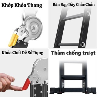 Thang gấp gọn 4 đoạn nhập khẩu Thang Nhôm Xếp Gấp Gọn Gia Đình Chữ M Thang gấp đa năng 3.8m / 4.8m / 5.8m