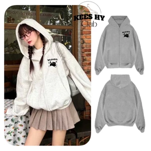 Áo khoác Hoodie Zip Nữ Có Khóa Kéo In Mèo TOJOJIG Cute Dáng rộng Chất Nỉ Bông Hàng Chuẩn Đẹp