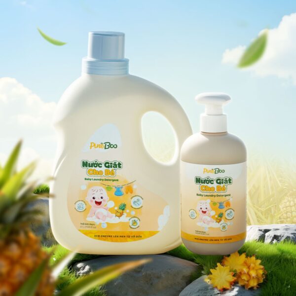 Nước giặt đồ cho bé PineBoo an toàn không hóa chất - Dịu nhẹ cho da bé, không gây khô hay kích ứng 500ml