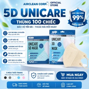 Thùng 100 chiếc khẩu trang 5D Unicare màu Be, Khẩu trang 5D Mask màu Be cao cấp