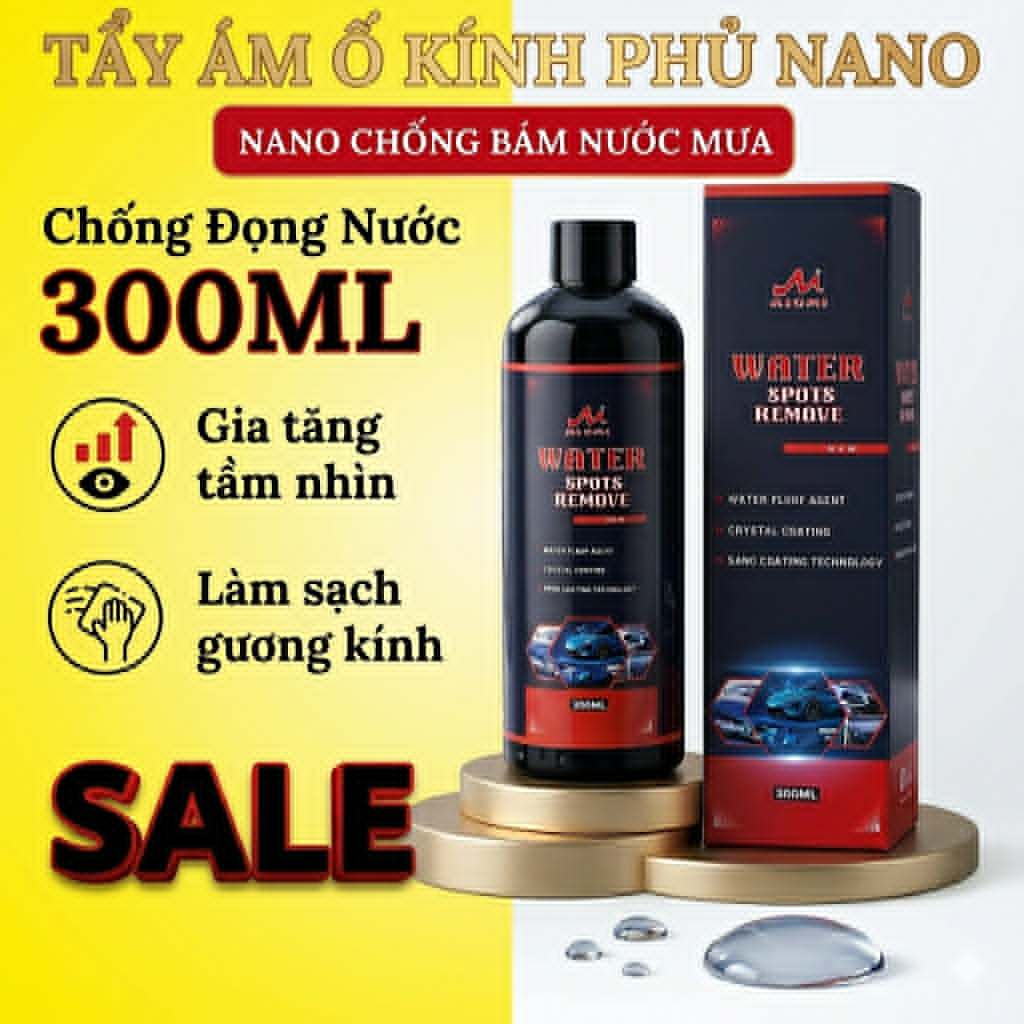 Nano Phủ Kính Xe Ô tô Chống Bám Nước Mưa  Bám Bẩn Tẩy Ám Ố Kính Xe Chai 300 ML