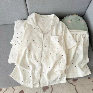 Bộ ngủ pyjama (cộc tay) chất đũi vân mây họa tiết hoạt hình đáng yêu