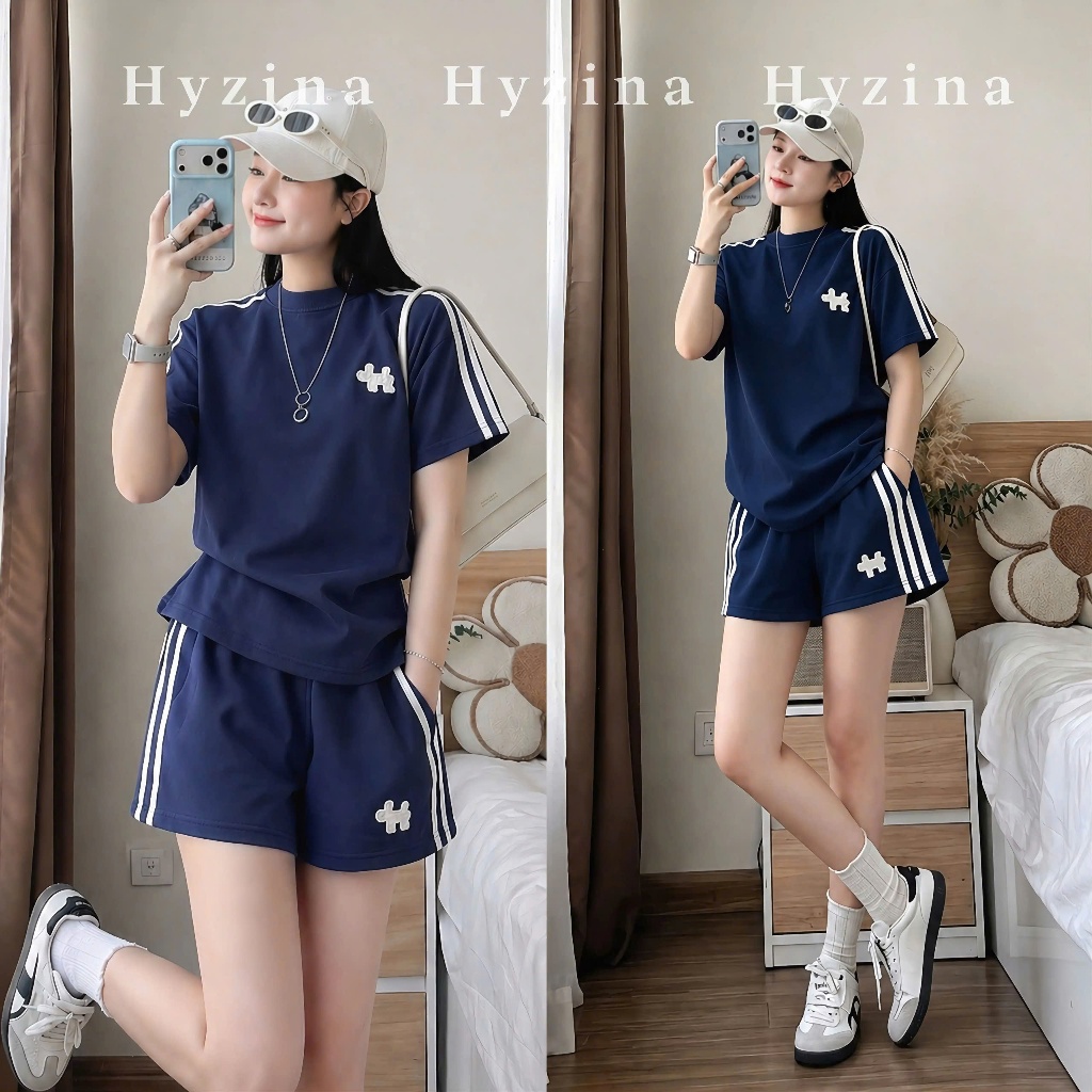Set Bộ Quần Áo Nữ Hyzina, Họa Tiết Thêu Hình Con Cún, Chất Liệu Cotton 4C Lạnh, Chất Mát