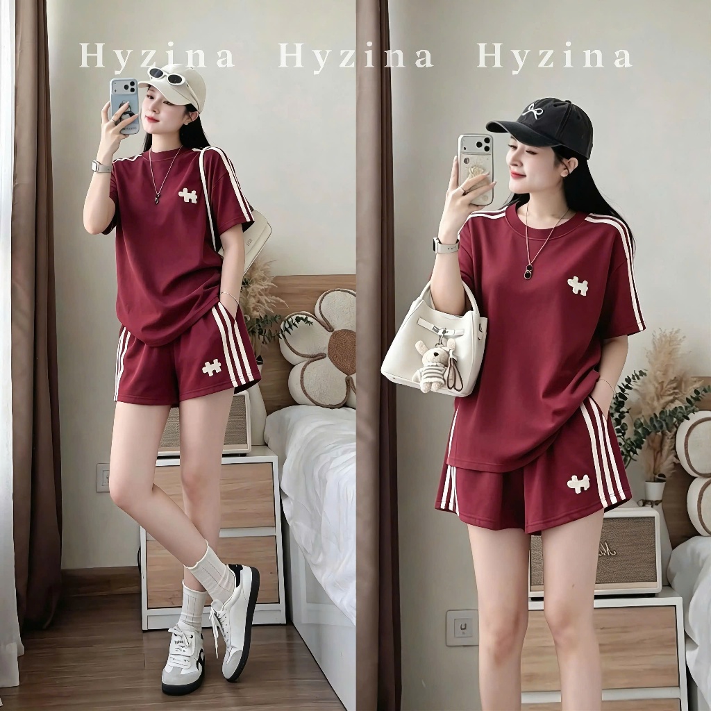 Set Bộ Quần Áo Nữ Hyzina, Họa Tiết Thêu Hình Con Cún, Chất Liệu Cotton 4C Lạnh, Chất Mát