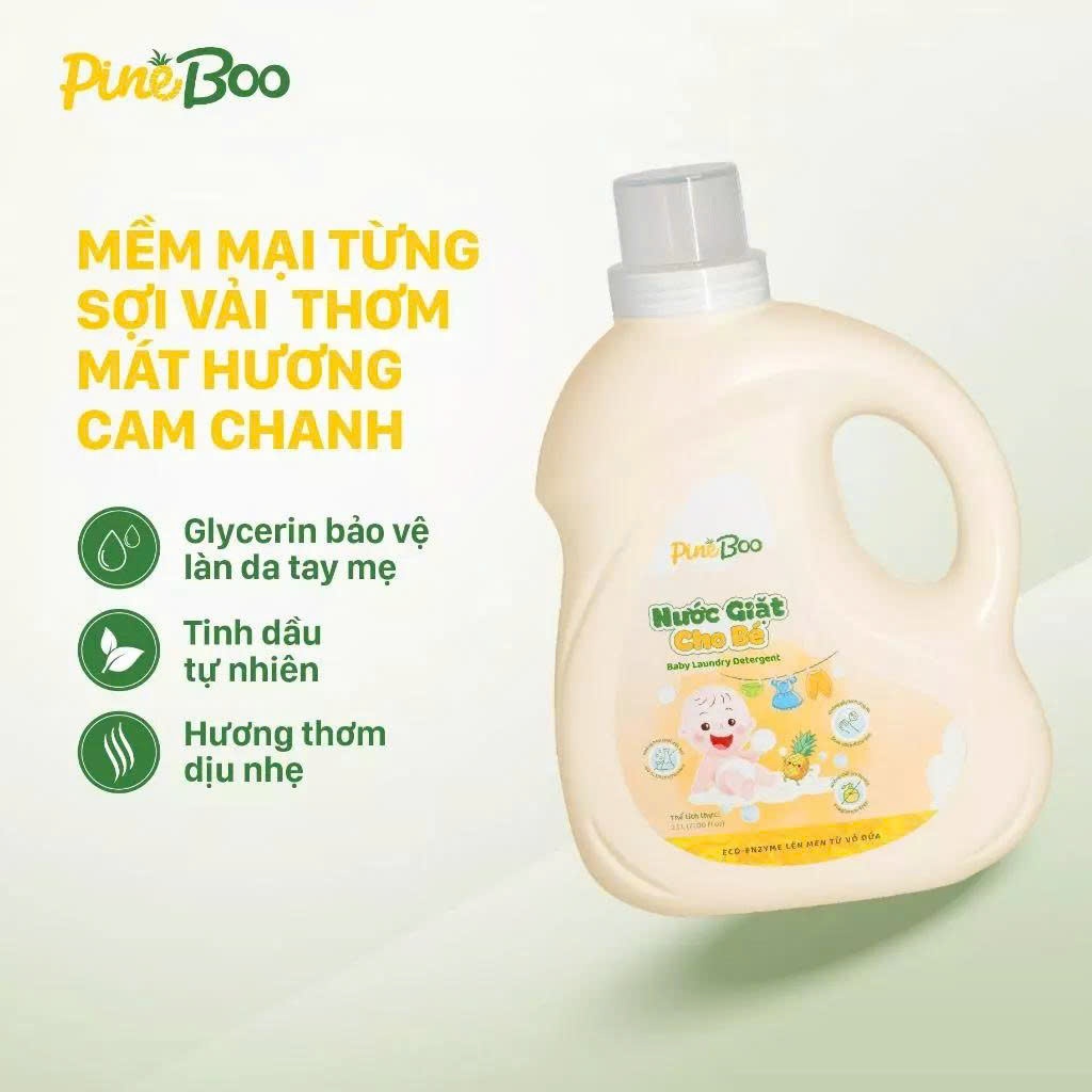 Nước Giặt Hữu Cơ Cho Bé PineBoo 2.1L Không Hóa Chất Độc Hại - Dịu Lành Cho Da Nhạy Cảm