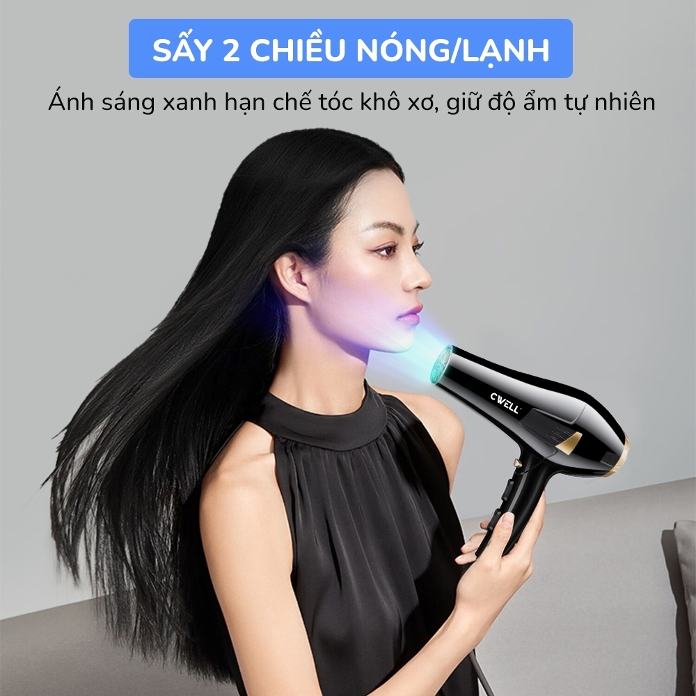 Máy Sấy Tóc CWELL Công Suất Cao 2500W, 3 Chế Độ Nhiệt 2 Chế Độ Gió Tạo Kiểu Tóc Chuẩn Salon C06HD