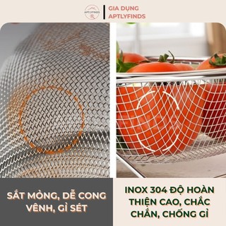 Rổ Inox Lưới Gác Bồn Rửa Chén, Rửa Rau Củ Quả APTLYFINDS - Có Thể Thu Gọn, Phơi Đũa Muỗng