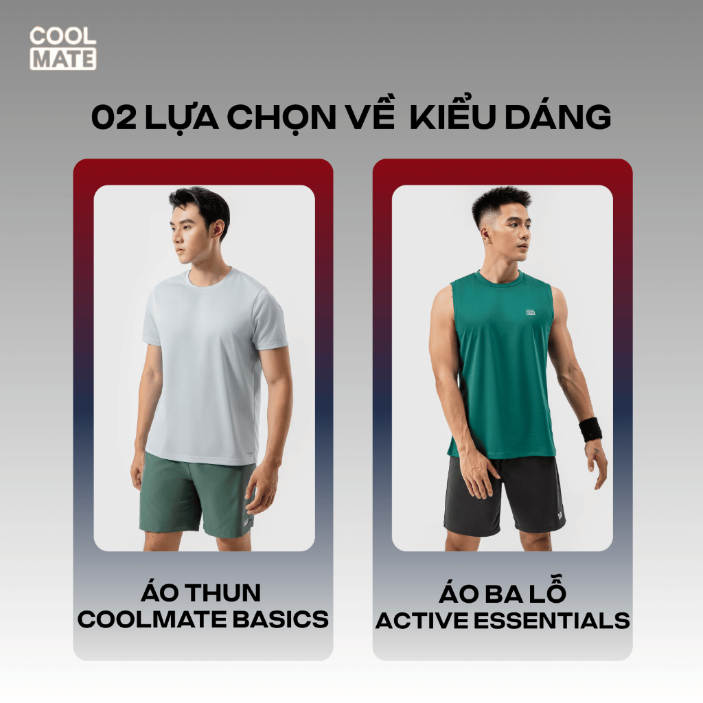 [TẶNG COMBO 2 TẤT]Set đồ tiết kiệm tập Gym, Pickleball Áo thể thao Nam Coolmate Basics + Quần Maxcool thoáng mát