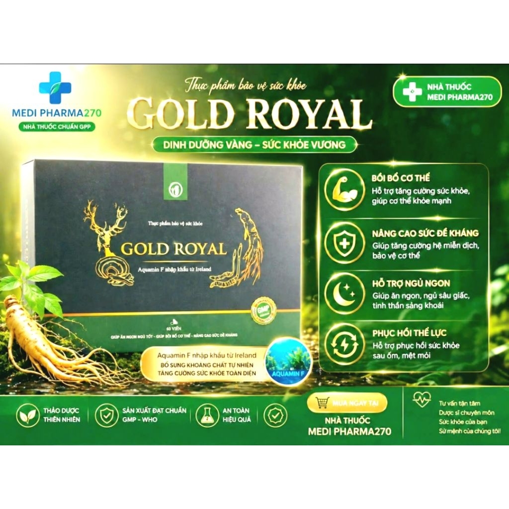 Viên uống GOLDROYAL GIÚP ĂN NGON MIỆNG – bồi bổ  – Tăng sức đề kháng ngủ tốt, giảm suy nhược cơ thể