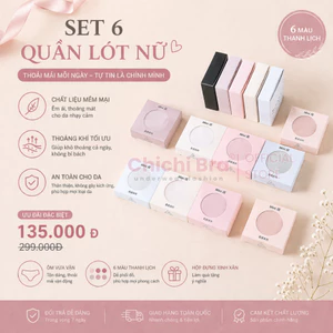 Set 6 quần lót nữ su thạch băng lụa kháng khuẩn tàng hình trong hộp mini không đường may cao cấp EvaBra 6135