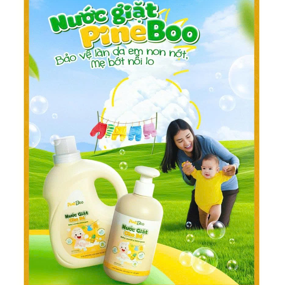 Nước Giặt Hữu Cơ Cho Bé PineBoo 2.1L Không Hóa Chất Độc Hại - Dịu Lành Cho Da Nhạy Cảm