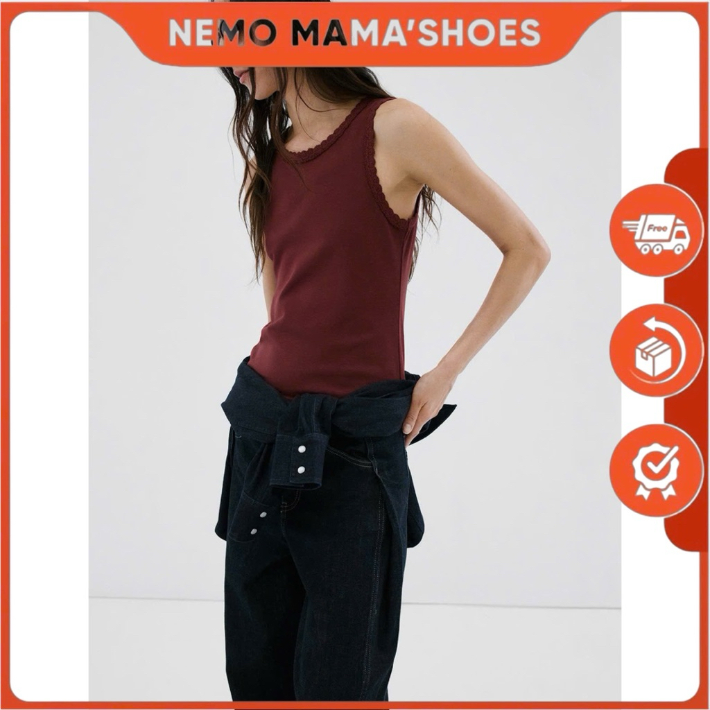 MANGO ÁO THUN SÁT NÁCH VIỀN REN CÁ TÍNH NỔI BẬT (260416014)