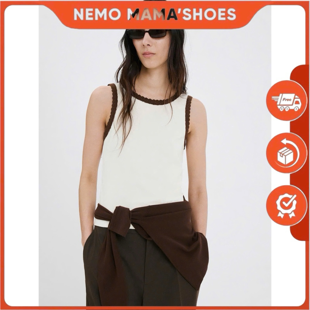 MANGO ÁO THUN SÁT NÁCH VIỀN REN CÁ TÍNH NỔI BẬT (260416014)