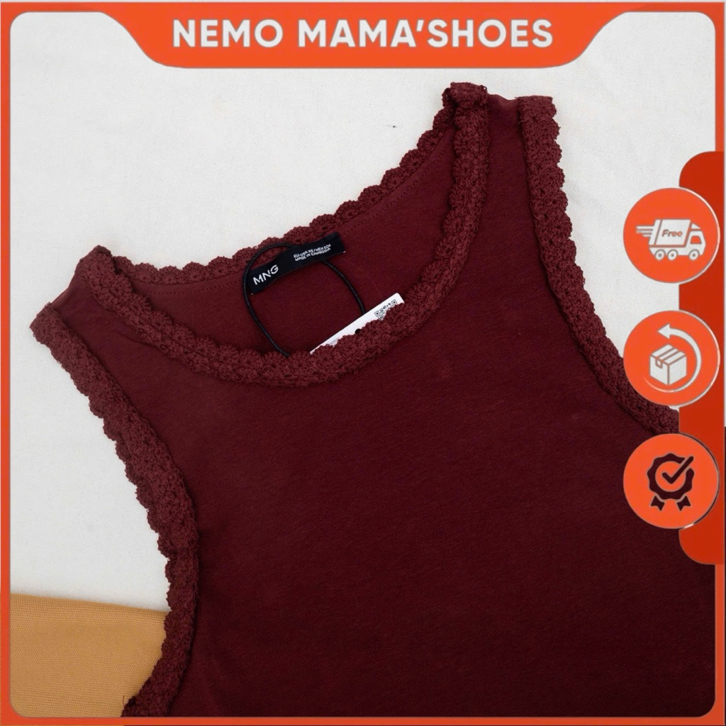 MANGO ÁO THUN SÁT NÁCH VIỀN REN CÁ TÍNH NỔI BẬT (260416014)