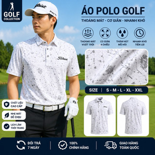 Áo golf titleist nam polo vải thun co dãn thấm hút mồ hôi