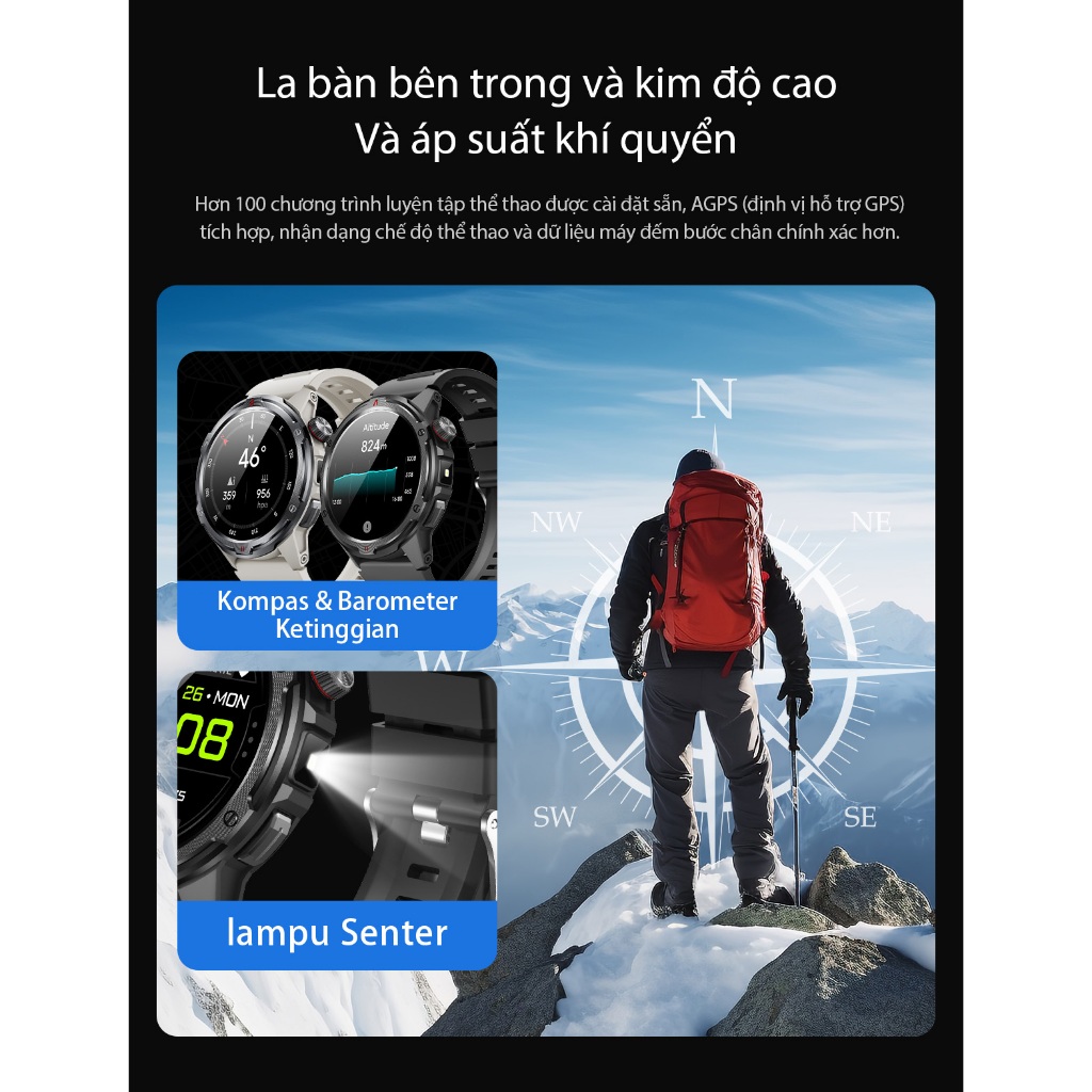 [Bán Chạy] Aolon Tetra R4 Đồng hồ thông minh xịn | GPS | AMOLED | Strava | Theo dõi sức khỏe | Chống nước 1ATM