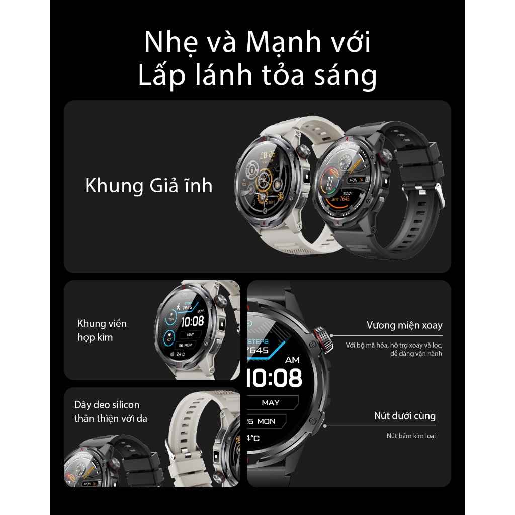 [Bán Chạy] Aolon Tetra R4 Đồng hồ thông minh xịn | GPS | AMOLED | Strava | Theo dõi sức khỏe | Chống nước 1ATM
