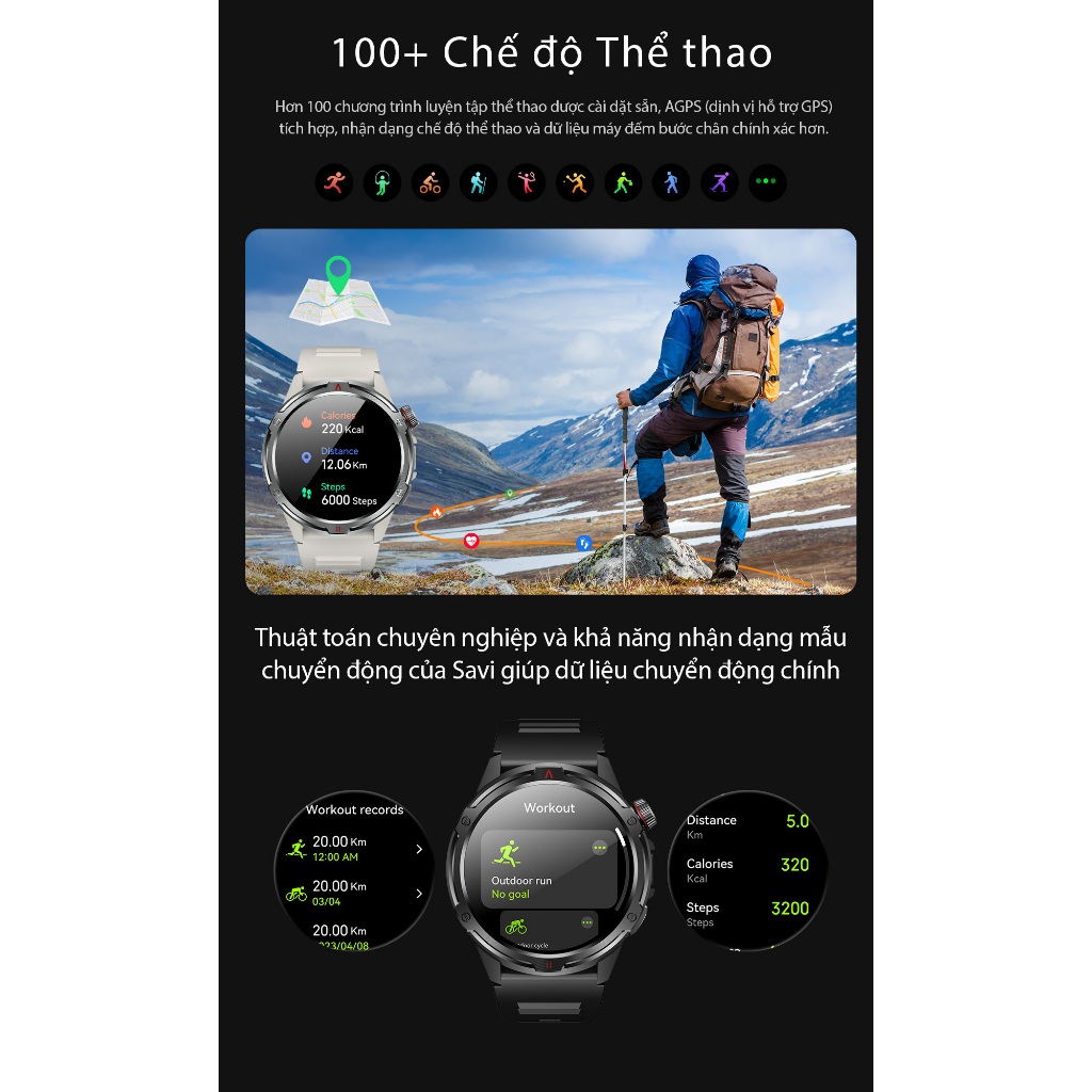 [Bán Chạy] Aolon Tetra R4 Đồng hồ thông minh xịn | GPS | AMOLED | Strava | Theo dõi sức khỏe | Chống nước 1ATM