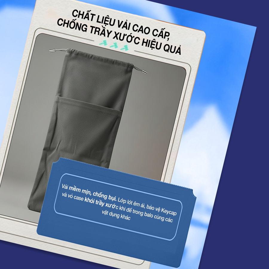 Túi dây rút bảo vệ bàn phím - Túi đựng bàn phím Fullsize, chống trầy, chống bụi, Túi 2 ngăn đựng thêm phụ kiện