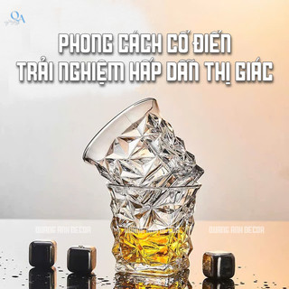 Cốc Thủy Tinh Uống R.Ư.Ợ.U Phong Cách Cổ Điển | Cốc Uống Whisky, Rock, Chivas Họa Tiết 4011L-300ML
