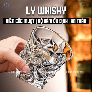 Cốc Thủy Tinh Uống R.Ư.Ợ.U Phong Cách Cổ Điển | Cốc Uống Whisky, Rock, Chivas Họa Tiết 4011L-300ML