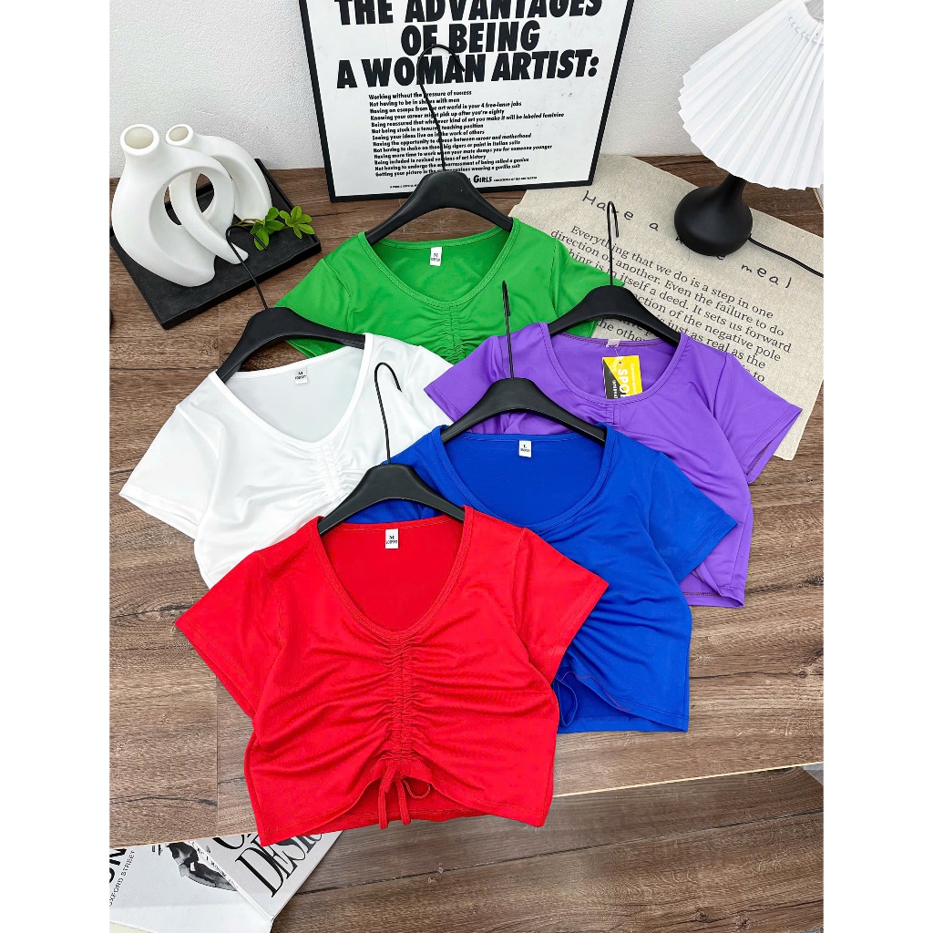 Áo crotop nữ rút ngực co dãn mịn mát, Áo tập gym, aerobic, dance nữ,áo thể dục nữ,gym nữ,...