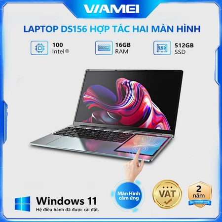 Laptop 2 Màn Hình DS156 N100 – 16GB RAM – 512GB SSD – Màn hình phụ 7" cảm ứng – Laptop văn phòng đa nhiệm