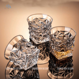 Cốc Thủy Tinh Uống R.Ư.Ợ.U Phong Cách Cổ Điển | Cốc Uống Whisky, Rock, Chivas Họa Tiết 4011L-300ML