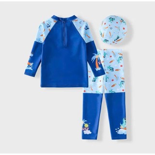 BK60 Bộ đồ bơi bé trai dài tay chống nắng khủng long dễ thương kèm mũ 10-40kg