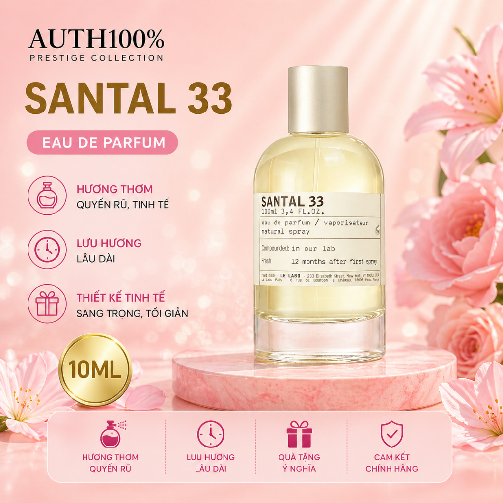 Nước Hoa Santal 33 Nam Nữ Chiết Mini 10ml – Mùi Gỗ Ấm Áp, Tinh Tế, Cuốn Hút  3.