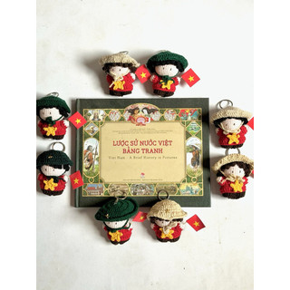 Móc Khoá Len Quân Đội Việt Nam Cô Gái Chàng Trai Cầm Cờ Mừng Lễ Quốc Khánh Giải Phóng Handmade Dễ Thương