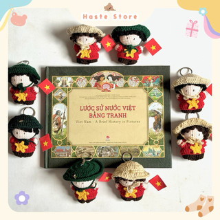 Móc Khoá Len Quân Đội Việt Nam Cô Gái Chàng Trai Cầm Cờ Mừng Lễ Quốc Khánh Giải Phóng Handmade Dễ Thương