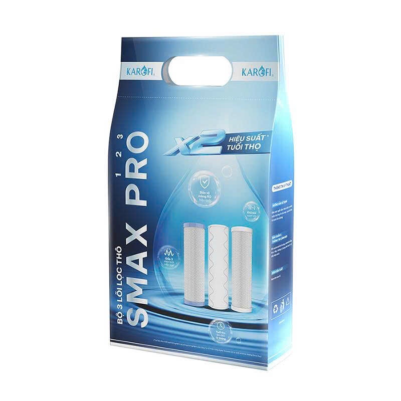 Combo 3 Lõi Lọc Thô 123 Smax Pro Karofi- Dòng Đóng Túi Mới Nhất- Tiết Kiệm Hơn
