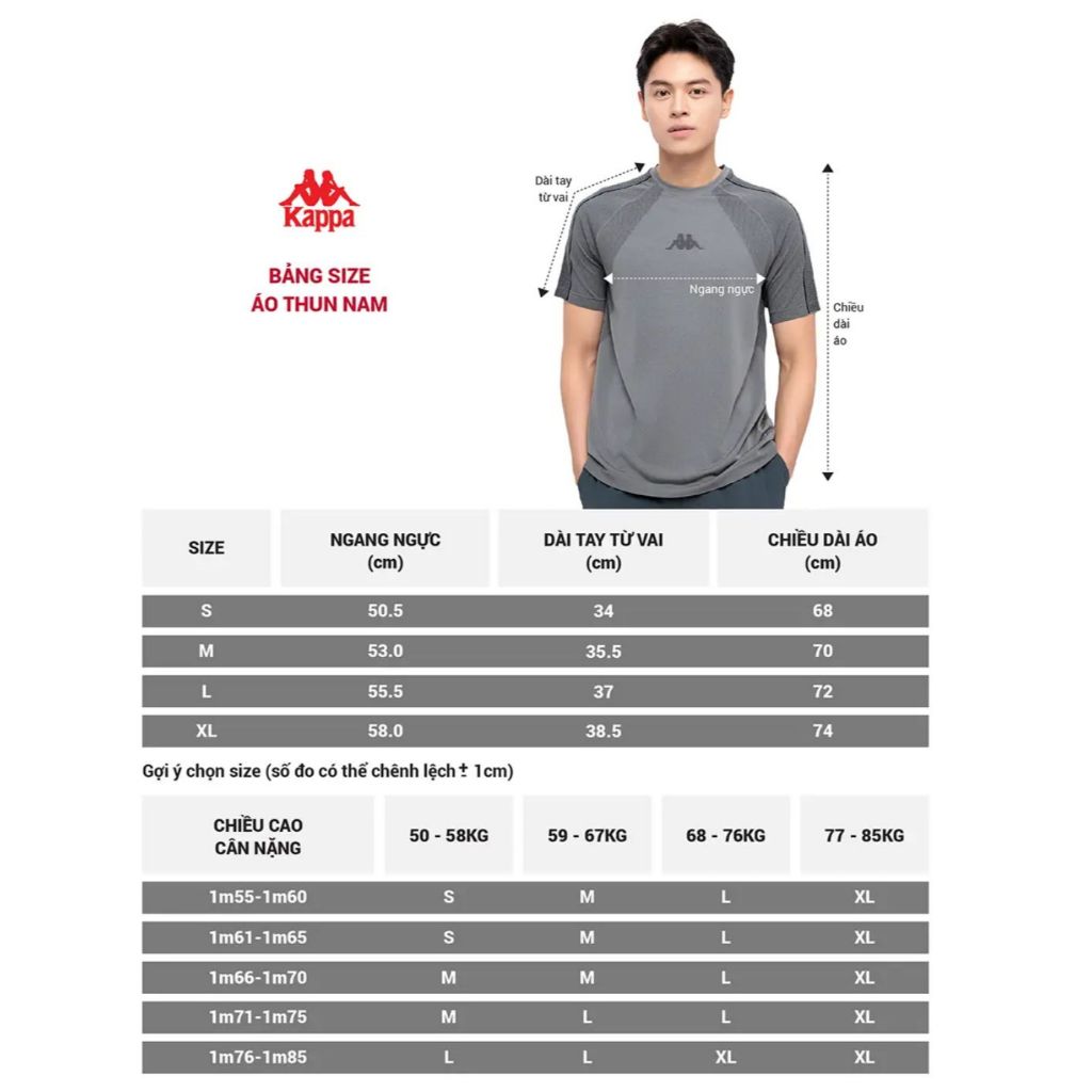 Áo Thun Tay Ngắn Nam KAPPA Form Dáng Tiêu Chuẩn Regular Fit Công Nghệ Seamless Không Đường May Kháng Khuẩn 37247KW | BigBuy360 - bigbuy360.vn