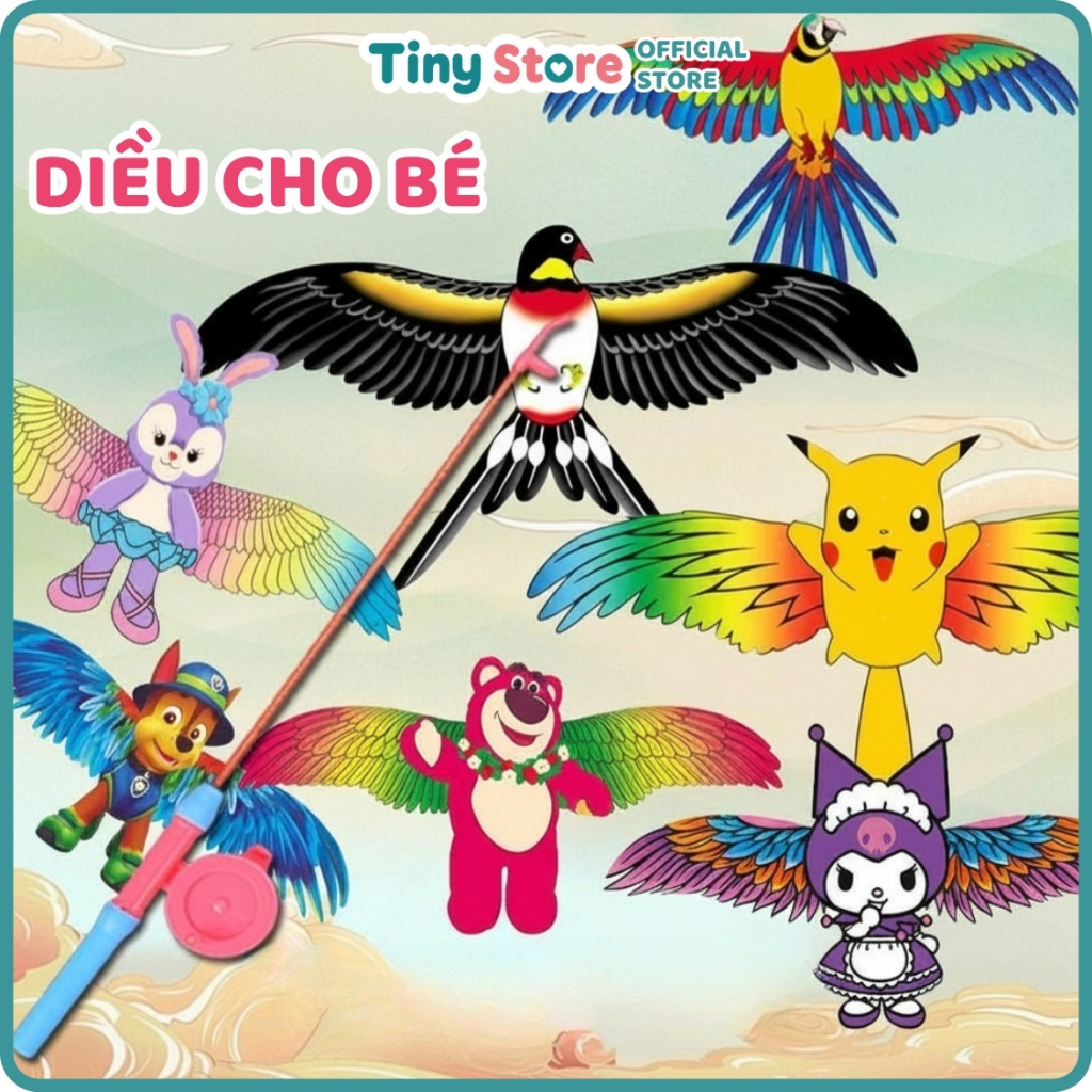 Diều Cần Câu Cho Bé Dây Dài 50m Hoạt Hình Dễ Thương 50x27cm