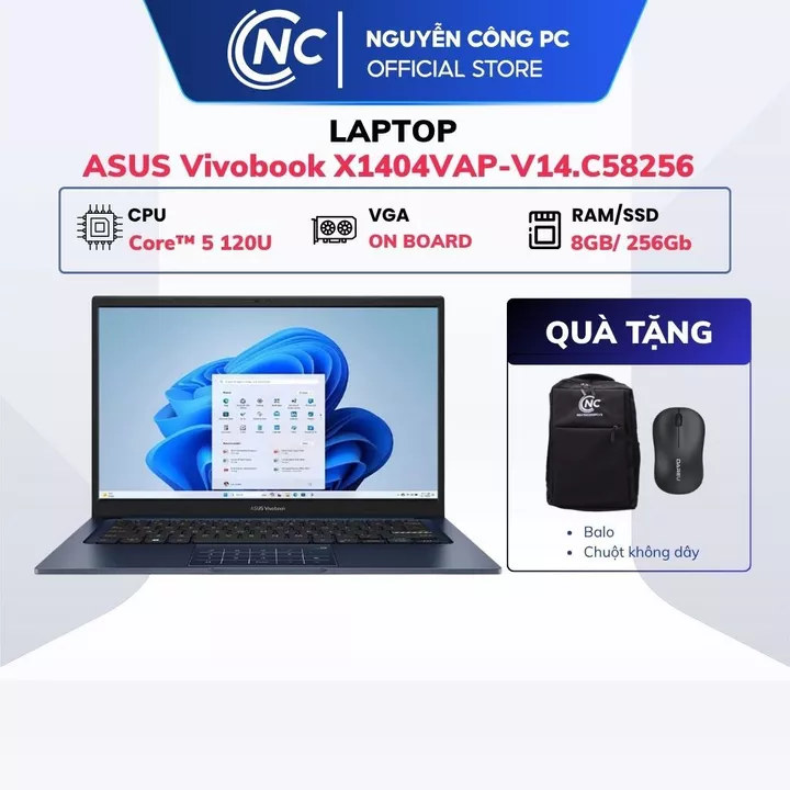 Laptop ASUS Vivobook X1404VAP-V14.C58256 (Intel Core 5 120U, 8GB RAM, 256GB SSD,14.0'' FHD, Quiet Blue) - BH 12 tháng