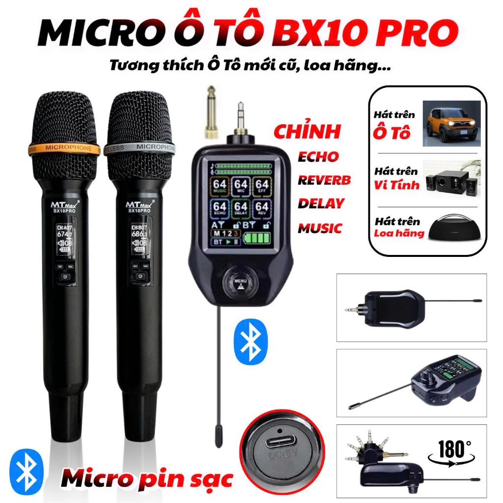 Micro Karaoke hát nhẹ MTMAX BX10 – Đầu Thu Chỉnh Echo Delay Reverb cho giọng hát vang chuẩn