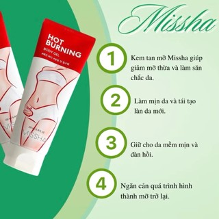 Gel Tan Mỡ Bụng MISSHA Hot Burning Perfect Body Gel Kem Massage Tan Giảm Mỡ MISSHA 200ml - Skinora Beauty