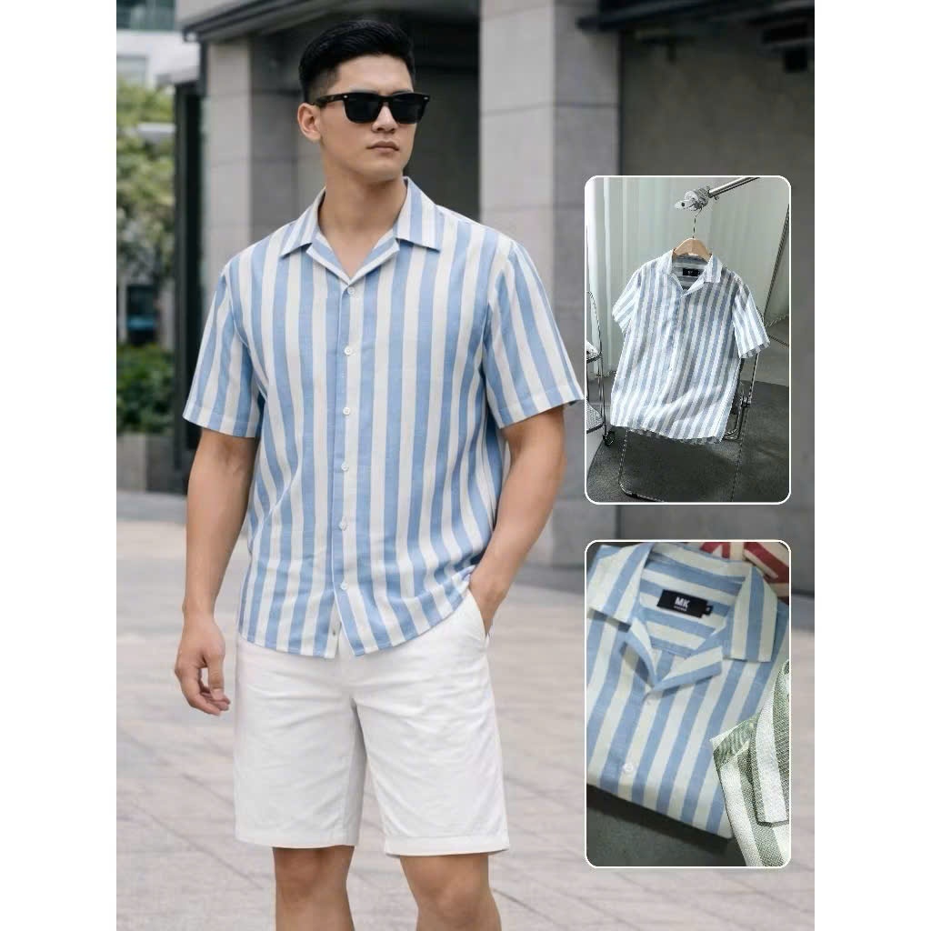 [SALE 7/7] Áo Sơ Mi Kẻ Cộc Tay Vải Linen ZAAGAT Form Rộng Phù Hợp Nam Nữ Mặc Dạo Phố, Đi Biển