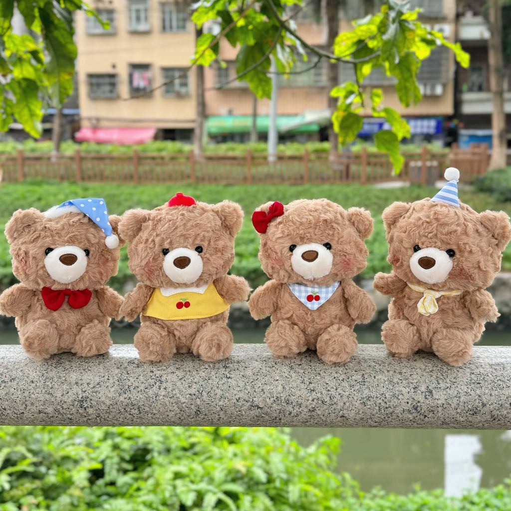 Gấu Bông Teddy Mini Lông Xù Phối Mũ Yếm Đáng Yêu Làm Quà Tặng Sinh Nhật Cho Bé,Bạn Gái