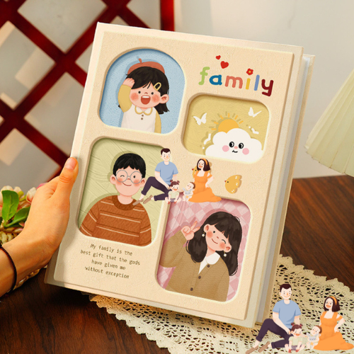 Album Ảnh Gia Đình Nhiều Ngăn, Album Ảnh Dễ Thương K Thước 19x26 cm, Dày 200 Trang, Khung Ảnh Ngang