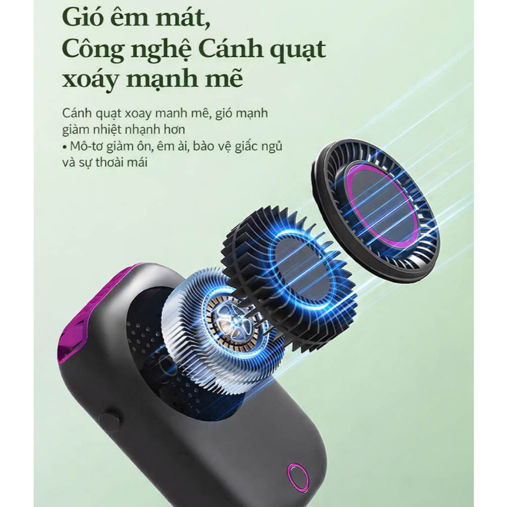 Quạt đeo cổ mini, quạt tích điện để bàn. Màn hình Led, 5 cấp độ gió thương hiệu ZHAOCAIMAO