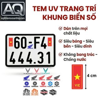 Sticker Dán Biển Số Xe Máy – In UV Chống Nắng, Không Phai Màu – Nhiều Mẫu Quốc Kỳ, Logo Xe
