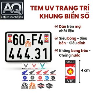 Tem Dán Biển Số Xe Ô Tô Xe Máy - Decal UV Trang Trí Không Bong Tróc, Keo Siêu Dính