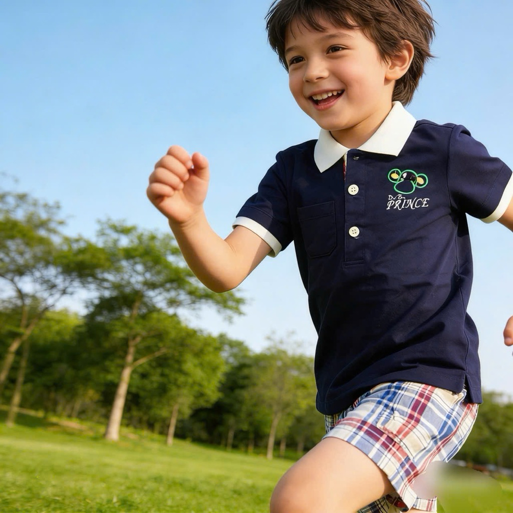 Bộ Hè Bé Trai Áo Polo Quần Kẻ F0842 4 Màu Hàng Dư Xịn Size 80-85 (8-10kg) – Set Đồ Trẻ Em