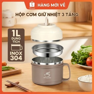 Bình giữ nhiệt đựng , hộp đựng cơm trưa bằng thép không gỉ giữ nhiệt,, thích hợp cho người lớn đi làm, học sinh