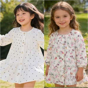 Váy bé gái xuất dư HzM TQ0041 4-6M đến 3-4Y (5-16kg) 2 màu dễ thương phong cách nhẹ nhàng