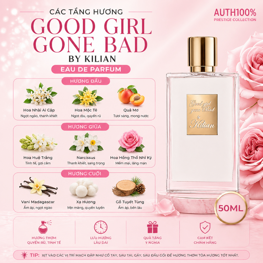 Rắn Trắng Nước Hoa Nữ Good Girl Gone Bad 10ml – Hương Hoa Nữ Tính, Sang Chảnh, Dễ Dùng